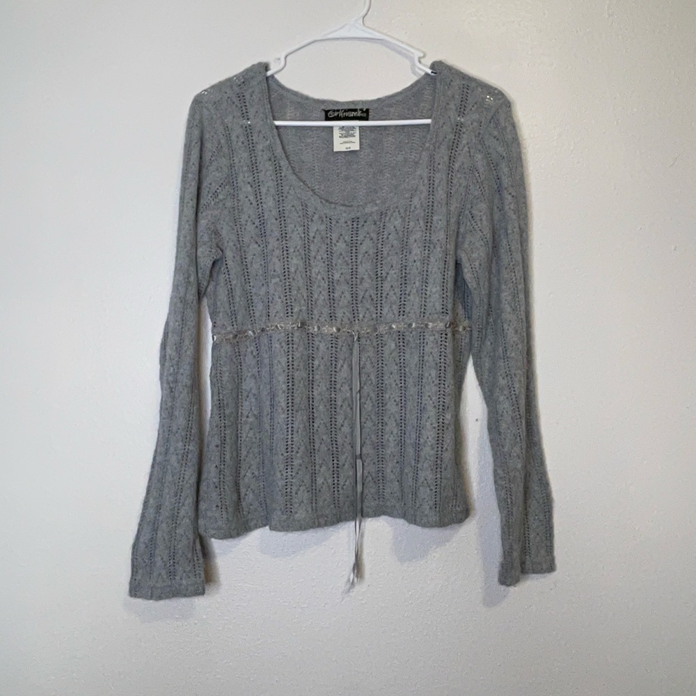 Elegant Gray Knit Women's Blouse